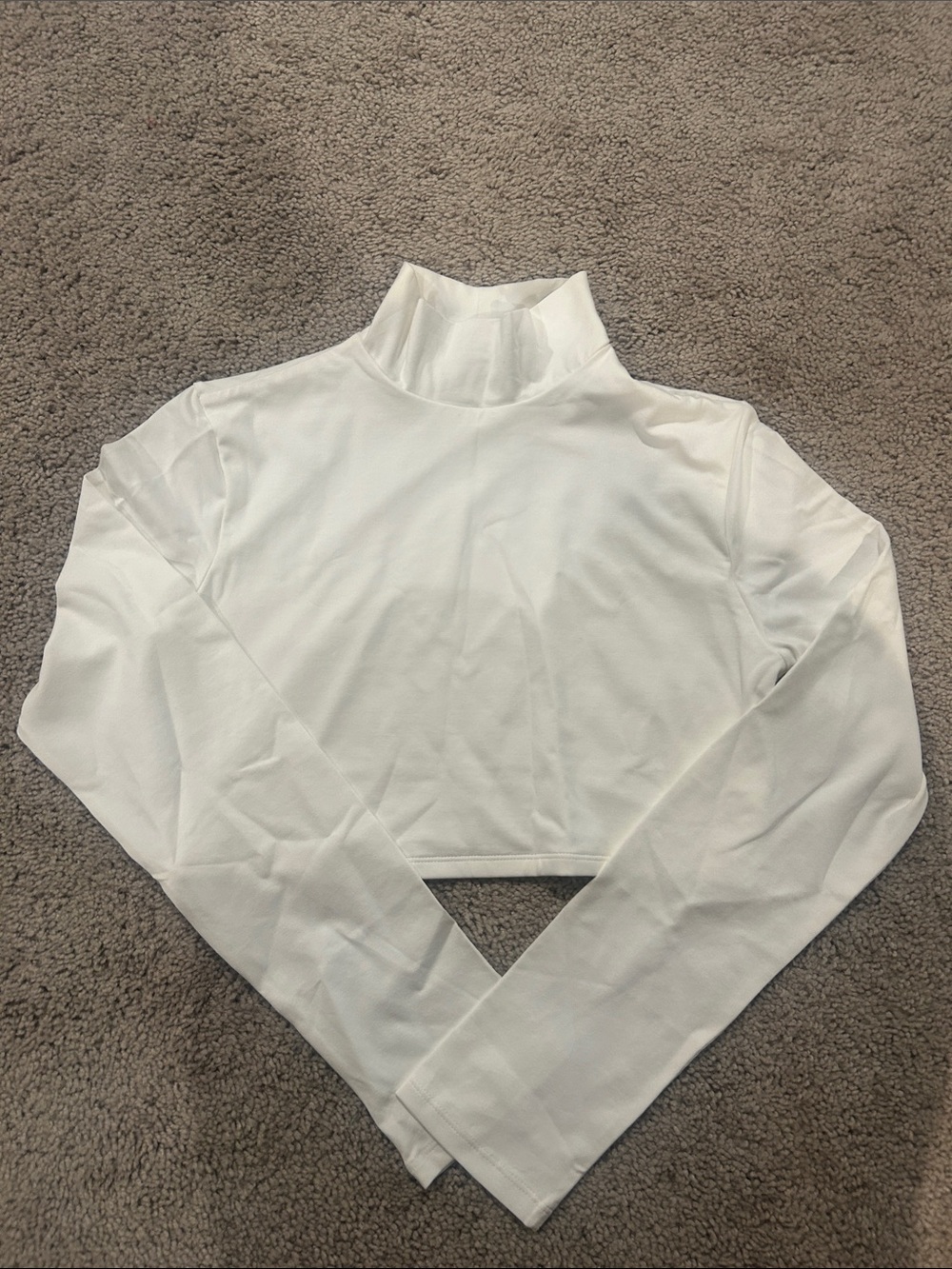 Express White Mock Neck Long-Sleeve Crop Top